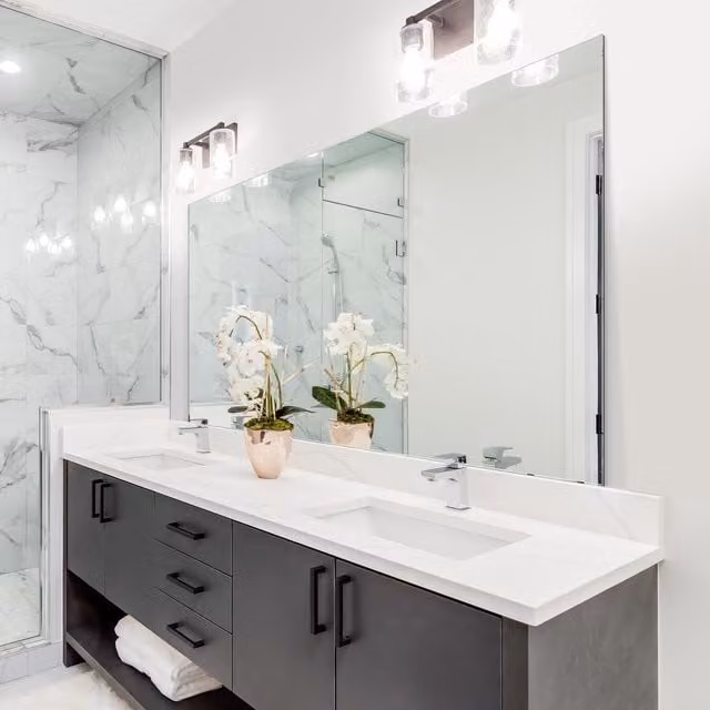 MirrorOutlet Rectangular Large Clear Glass Mirror with Polished Edges and 4 Holes