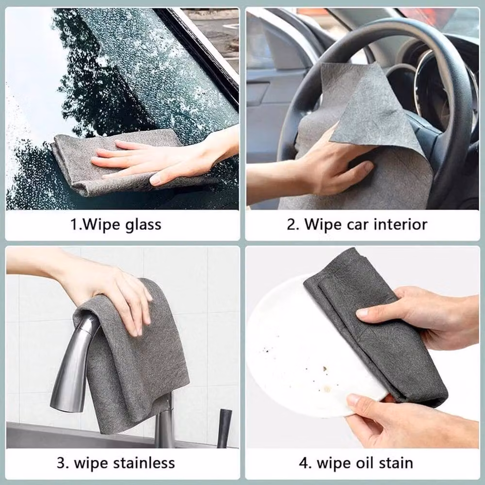FLAVORA 6-Piece Microfibre Cleaning Cloths and Kitchen Dusters, Grey, 40 cm – 3