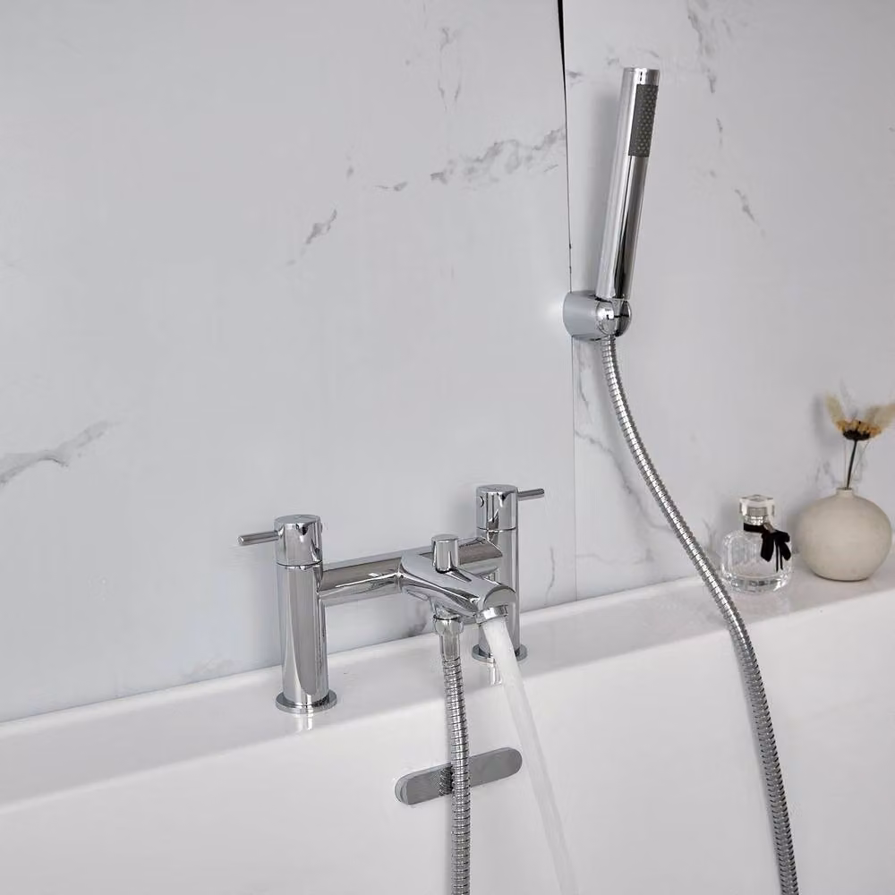BATHWEST Single Lever Bath Tap with Shower Waterfall in Silver Chrome – 2