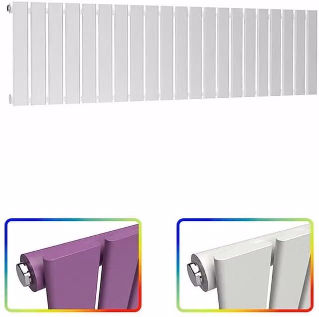 Lux Heat Single Flat Horizontal Wall Mounted Radiator in Purple, W: 147 cm, H: 40 cm