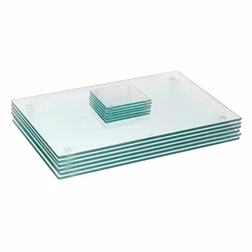 Harbour Housewares 12-Piece Glass Placemats and Coasters Set in Transparent, W: 40 cm, D: 30 cm
