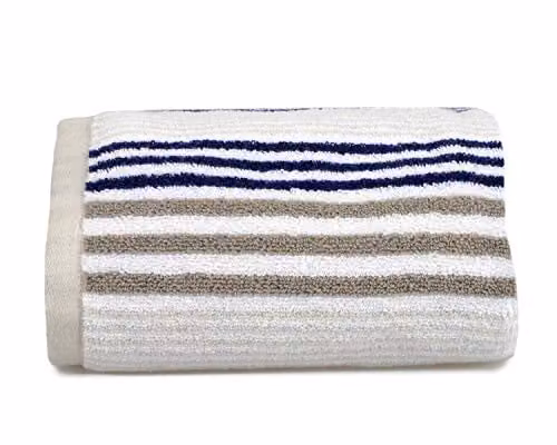 Allure Bath Fashions Merlin Striped Blue Cotton Hand Towel, 550gsm – 1