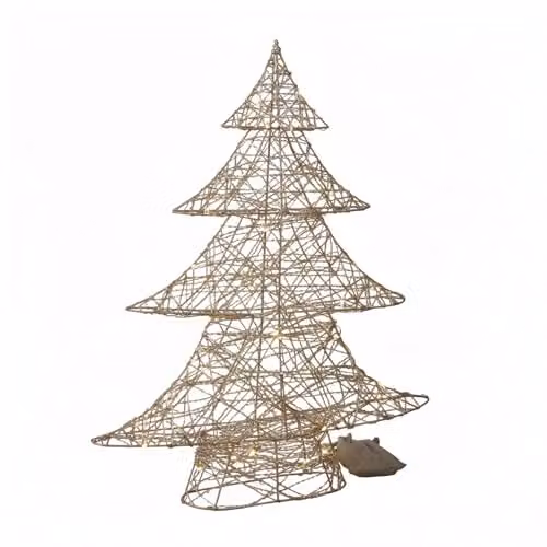 Samuel Alexander Gold Weave Geometric Christmas Tree with Warm White LEDs, Height: 60 cm – 2