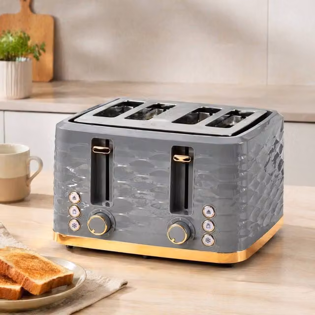 STILVORA 4 Slice Toaster with 7 Toasting Levels in Grey – 1