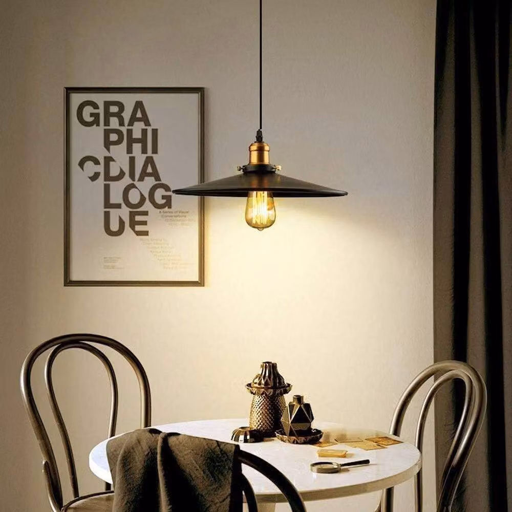 COMELY Industrial Metal Black Pendant Chandelier with Adjustable Height and E27 Filament Bulb Compatibility – 3