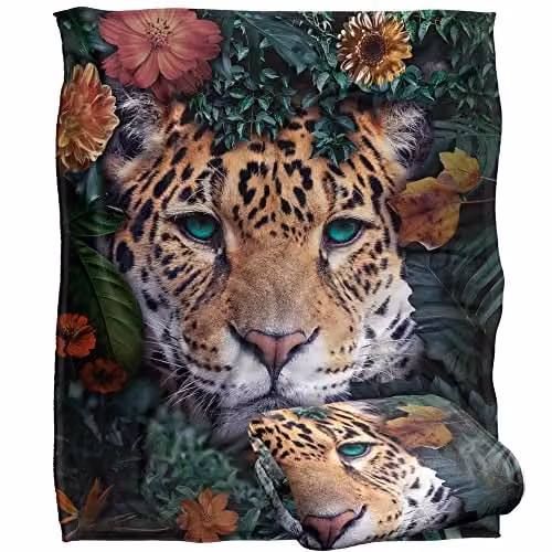 Bcreative Reinders Tiger Silky Touch Super Soft Fleece Throw Blanket, White and Multicolour, W/D/H: 152 x 127 cm – 1