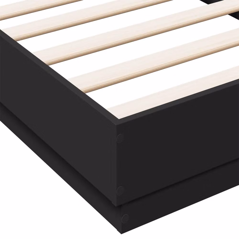 Berkfield Home Small Single Wood Bed Frame, Black, W: 75 cm, L: 190 cm – 4