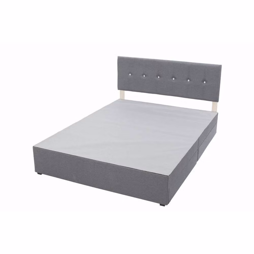FLAVORA Upholstered Fabric Double Bed Frame with Crystal Headboard in Grey, W/D/H: 140 x 200 x 135 cm – 2