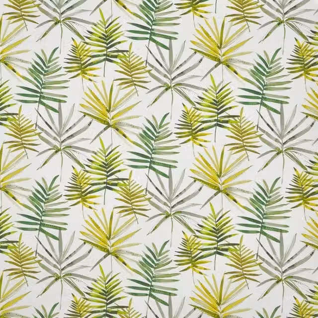 Prestigious Textiles Topanga Cactus Floral Cotton Fabric in Multicolour Green and Yellow