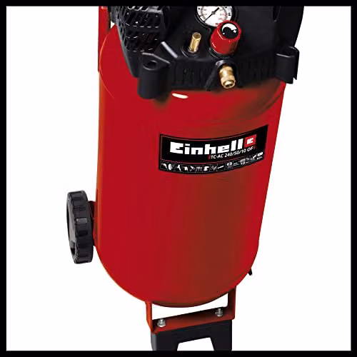 Einhell TC-AC 240/50/10 OF Red Oil-Free Air Compressor with 50L Tank, 1500W Motor and 10 Bar Pressure – 4