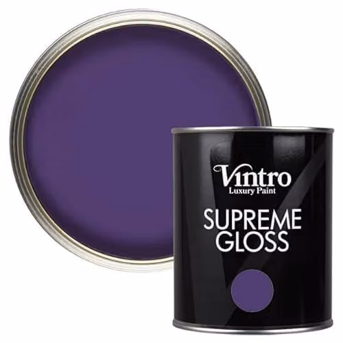 Vintro High Gloss Water Based Dispersion Paint for Walls, Wood and Trim, Purple, 1 Litre