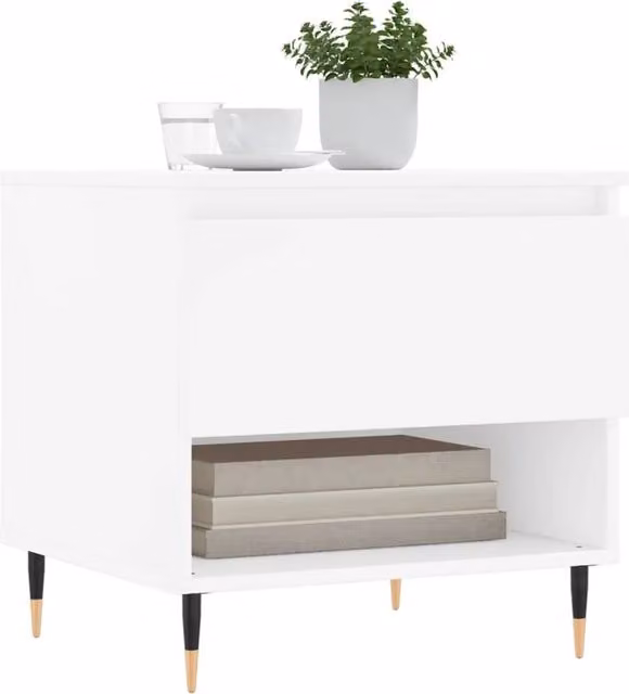 Berkfield Home Modern White Nested Coffee Tables, 2 Piece Set, W/D/H: 50 x 46 x 50 cm