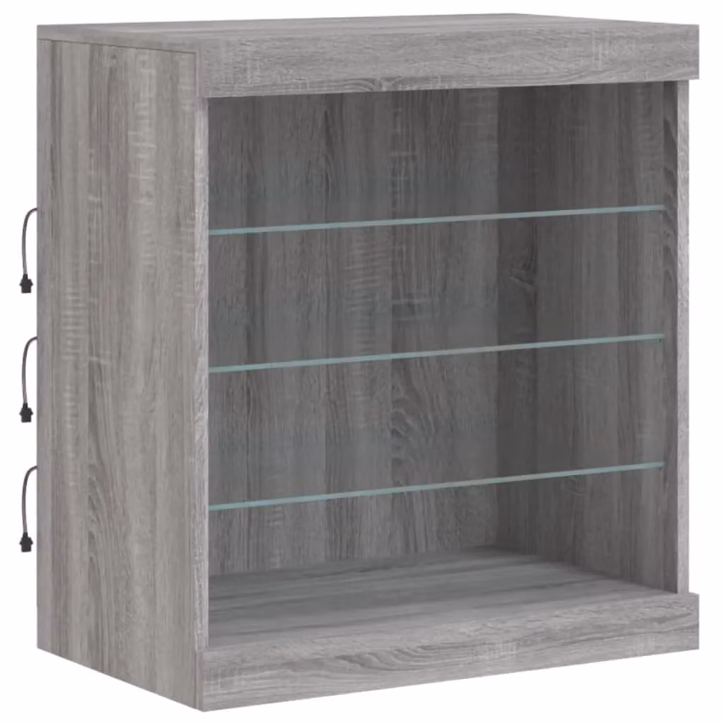 Berkfield Home Modern Sideboard with Integrated LED Lights in Grey Sonoma, W: 60.5 cm, D: 37 cm, H: 67 cm – 4