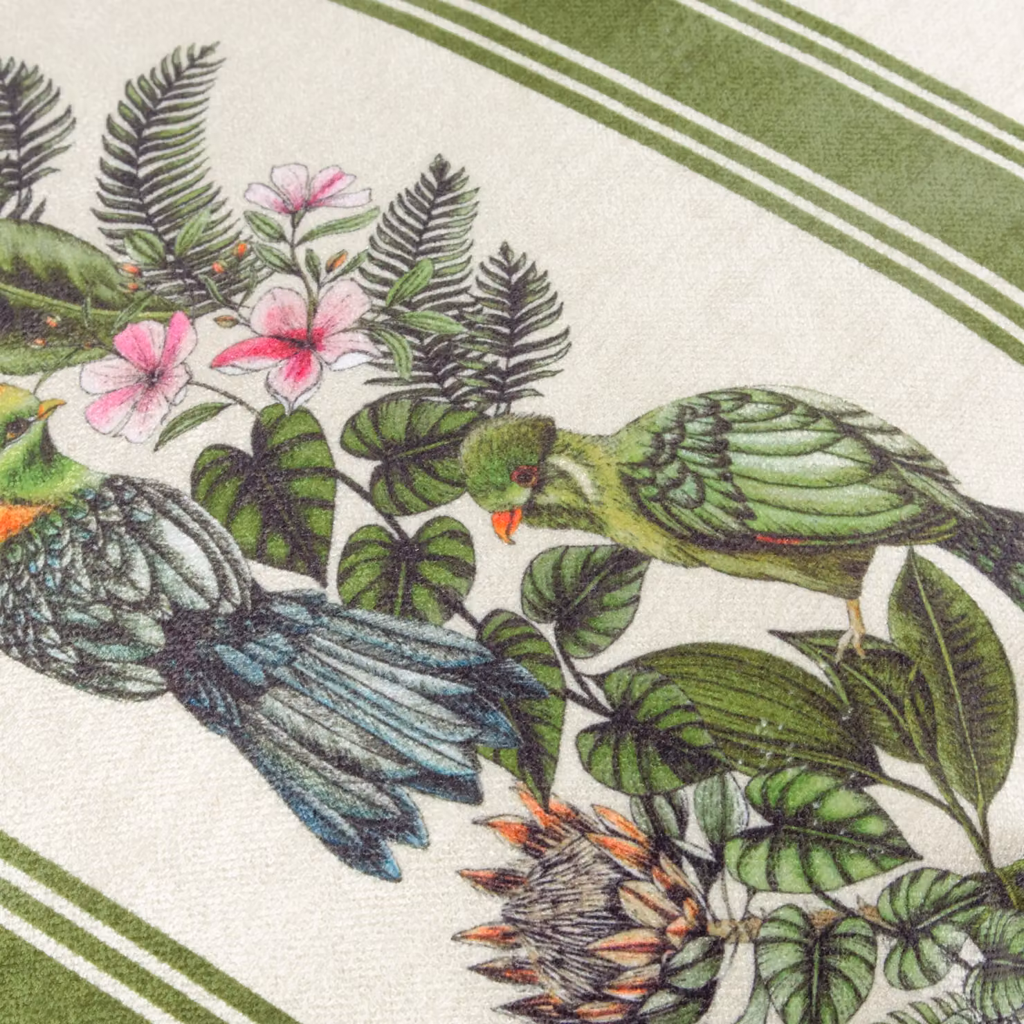 Wylder Tropics Leilani Floral Chenille Cushion, Multicolour Green, W/D/H: 43 x 43 x 43 cm – 3
