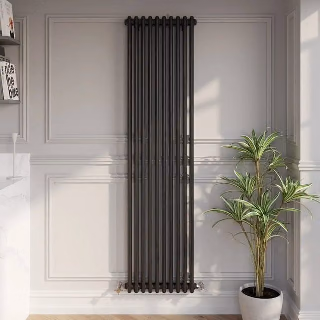 Temprazo Black Steel Wall Mounted Column Radiator