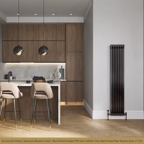 UK Radiators Alpha 3 Column Vertical Traditional Cast-Iron Style Radiator in Silver, H: 180 cm, W: 37.6 cm – 3