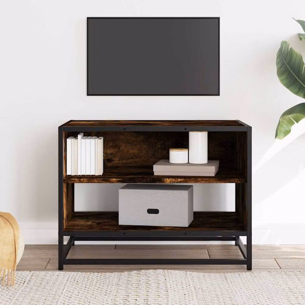 Berkfield Home Industrial TV Cabinet in Smoked Oak and Brown, W/D/H: 61 x 40 x 46 cm – 3