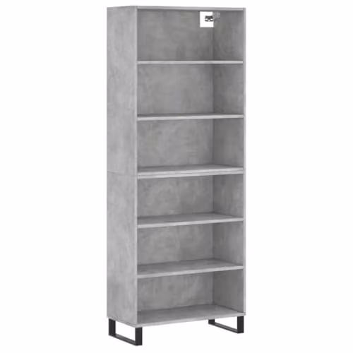 vidaXL Industrial Highboard in Concrete Grey with MDF and Metal, W/D/H: 69.5 x 32.5 x 180 cm