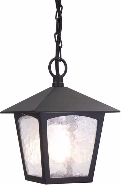 Netlighting York Black Outdoor Ceiling Chain Lantern with Transparent Glass and E27 Socket, IP43 Rated