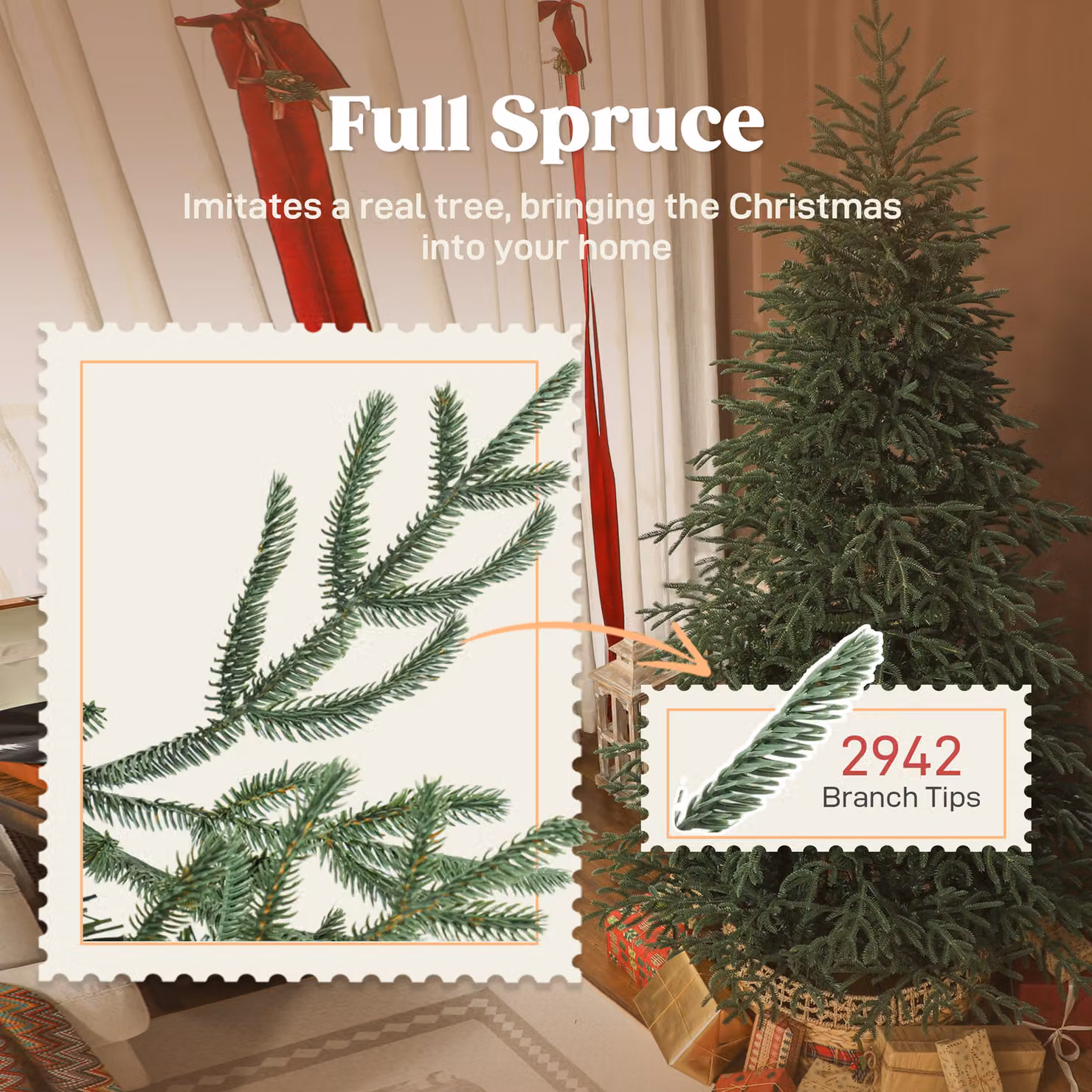 HOMCOM 7 ft Green Spruce Christmas Tree with Realistic Dense Tips – 5
