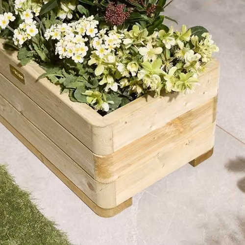 Rowlinson Marberry Rectangular Timber Planter, Brown, W: 70 cm, D: 40 cm, H: 30 cm – 2