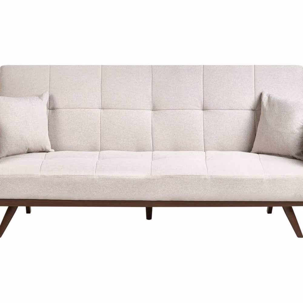 Wyld and Coco 3-Seater Beige Fabric Click-Clack Sofa Bed with Metal Legs – 2