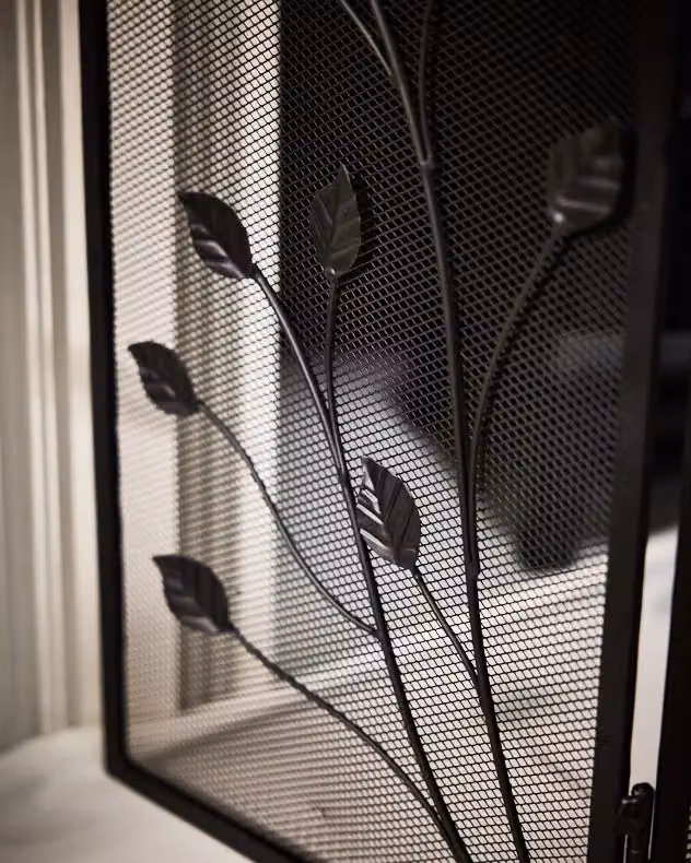 Dibor Vintage Style Leaf Vine Three Fold Fireplace Guard in Black, H60cm x W100cm – 4
