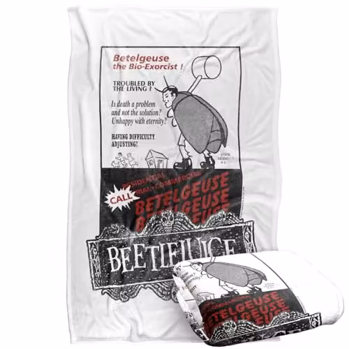 LOGOVISION Beetlejuice Bio-Exorcist Super Soft Silky Touch Fleece Throw Blanket, Multicolour, W: 91.44 cm x L: 147 cm