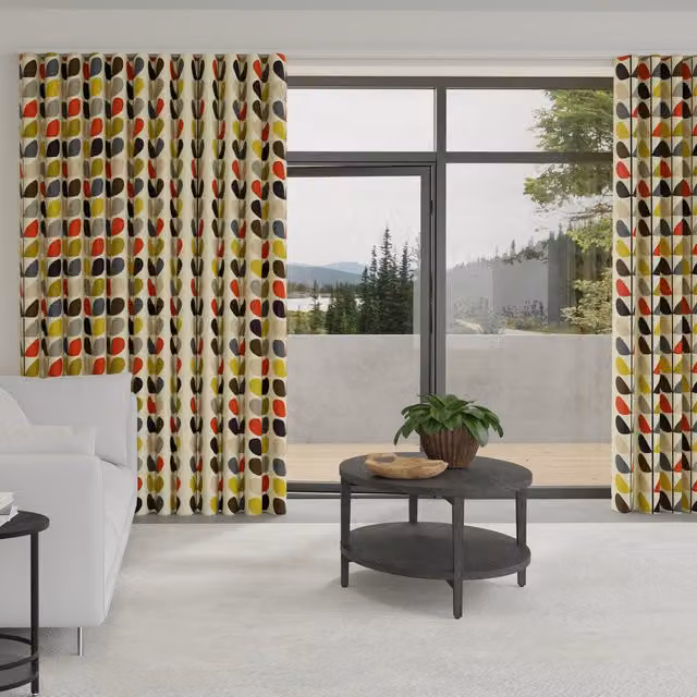 Orla Kiely Multi Stem Made to Measure Blackout Eyelet Wave Curtains in Red and Multicolour