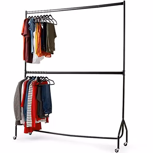 House Of Home Heavy Duty 2-Tier Metal Clothes Rail in Matt Black – 2