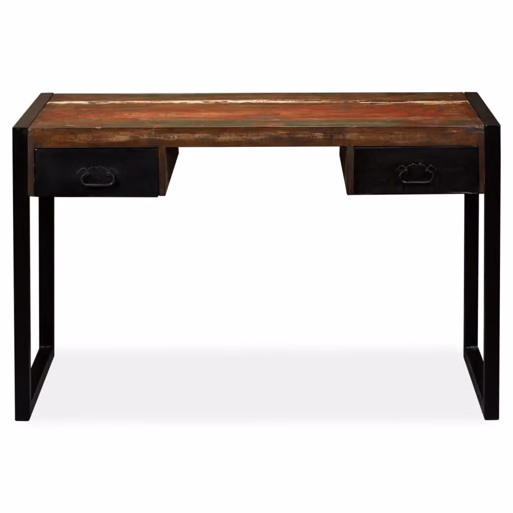 Berkfield Brown Reclaimed Wood Home Office Writing Desk with 2 Drawers W/D/H: 120 x 50 x 76 cm – 2