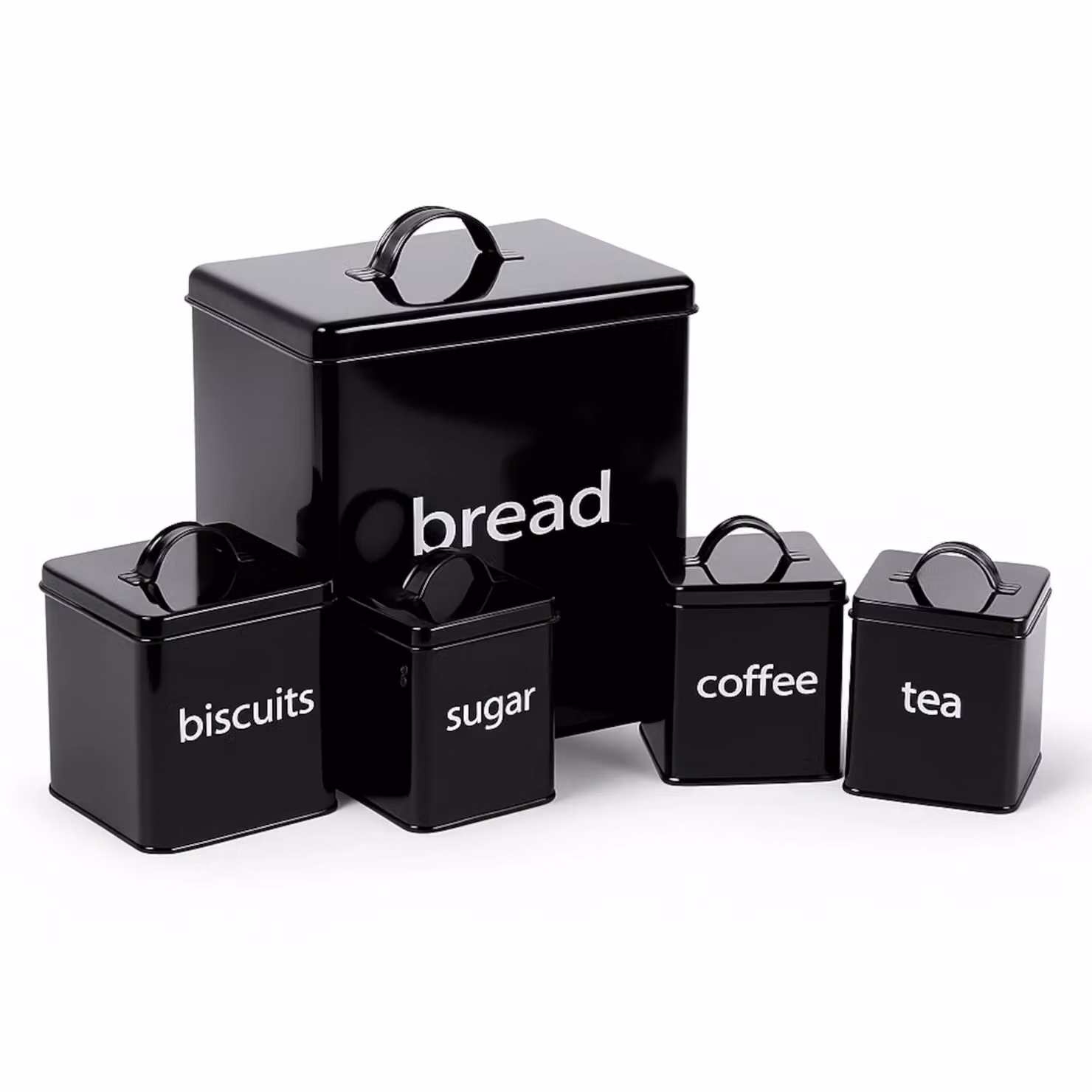 Oypla 5 Piece Metal Kitchen Canister Set in Black – 2