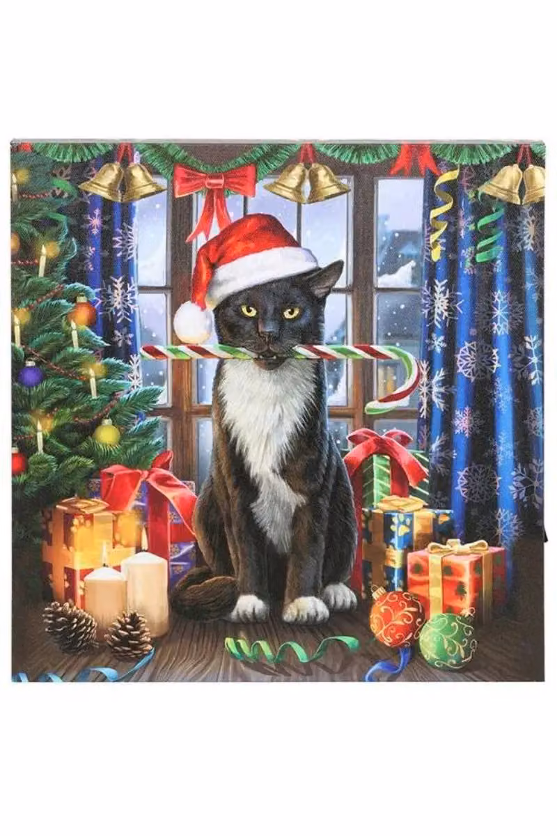 KDMD Lisa Parker Krampuss Christmas Light Up LED Canvas Illustration in Multicolour and Black, W/D/H: 30 x 30 x 1 cm – 5