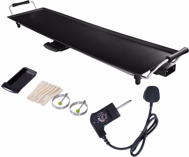 Costway 1800W Electric Teppanyaki Table Grill with Smooth Plate, Black