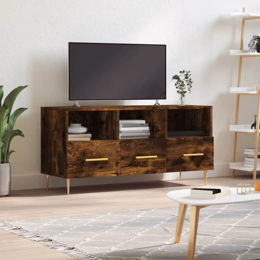 Berkfield Home Smoked Oak TV Cabinet in Brown, W/D/H: 102 x 36 x 50 cm – 2