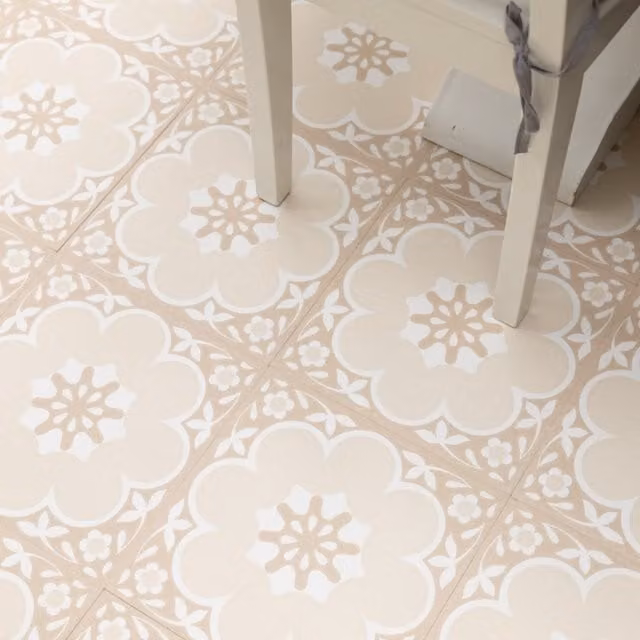 Floor Pops Daphne Self-adhesive Vinyl Floor Tiles, Beige, W/D: 30.48 x 30.48 cm