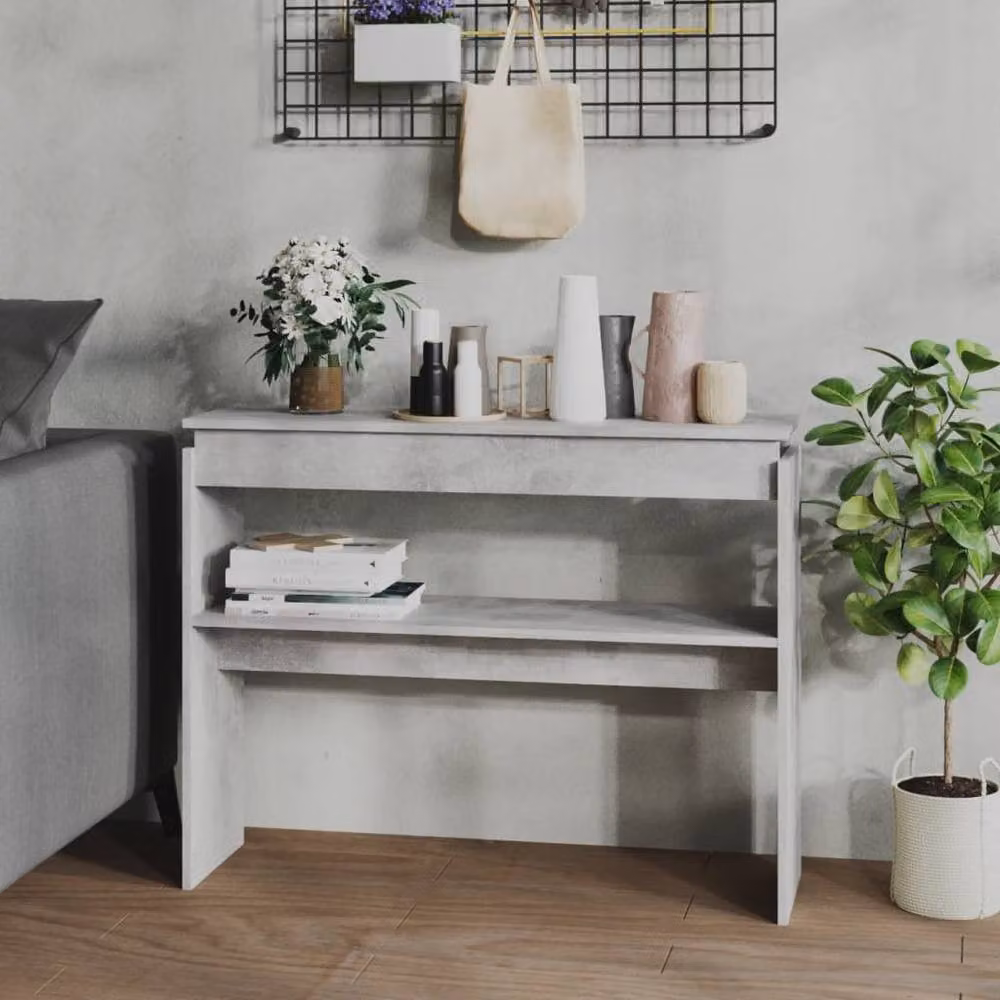 Berkfield Home Modern Console Table in Concrete Grey, W/D/H: 102 x 30 x 80 cm – 2
