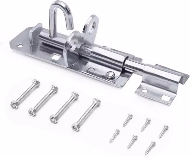 Garden Mile Steel Sliding Door Bolt and Zinc Plated Deadbolt Lock in Silver