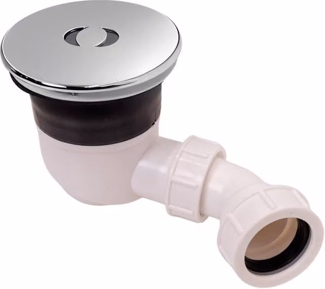 Balterley Round Shower Tray Waste with Elbow, Top Fix Installation, Chrome, W: 12.5 cm, D: 11.43 cm, H: 18.7 cm