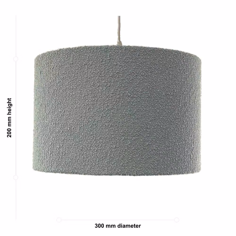 First Choice Lighting Set of 2 Blue Boucle Fabric Easy Fit Pendant Lampshades, Diameter: 30 cm – 3