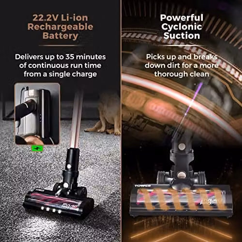 Tower RVL40 Pro Pet Cordless Bagless Stick Vacuum Cleaner in Gold – 4