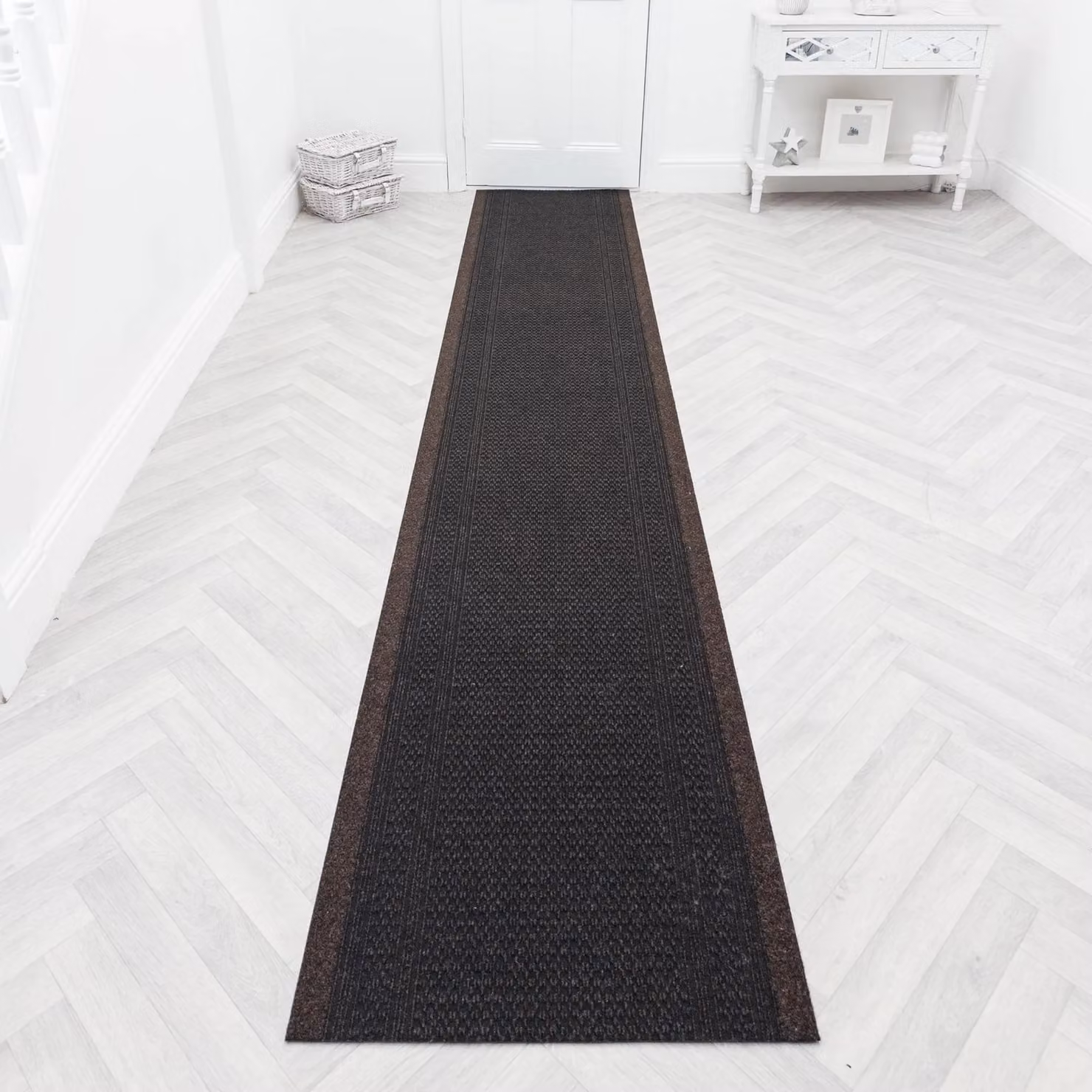 runrug Aztec Hallway Carpet Runner Rug in Dark Brown, W: 66 cm, L: 270 cm – 5