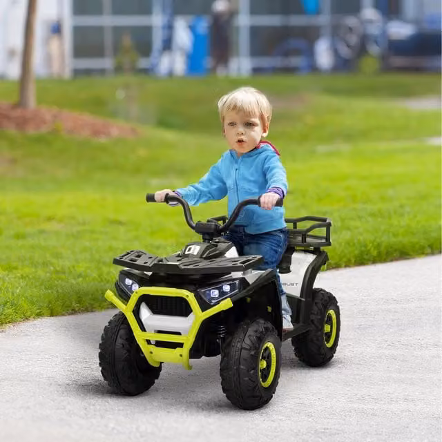 AIYAPLAY 12V Kids Electric Ride on ATV with Spring Suspension, Green