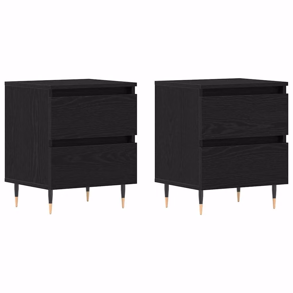 Berkfield Home Set of 2 Black Oak Bedside Cabinets, W/D/H: 40 x 35 x 50 cm – 2