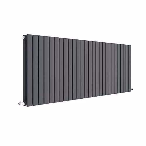 Nuie HLA60D Sloane Modern Home Wall Mount Designer Horizontal Double Panel Radiator, Anthracite, W: 157.2 cm, H: 60.0 cm, D: 7.2 cm