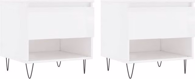 Berkfield Home Set of 2 Modern High Gloss White Coffee Tables, W/D/H: 50 x 46 x 50 cm