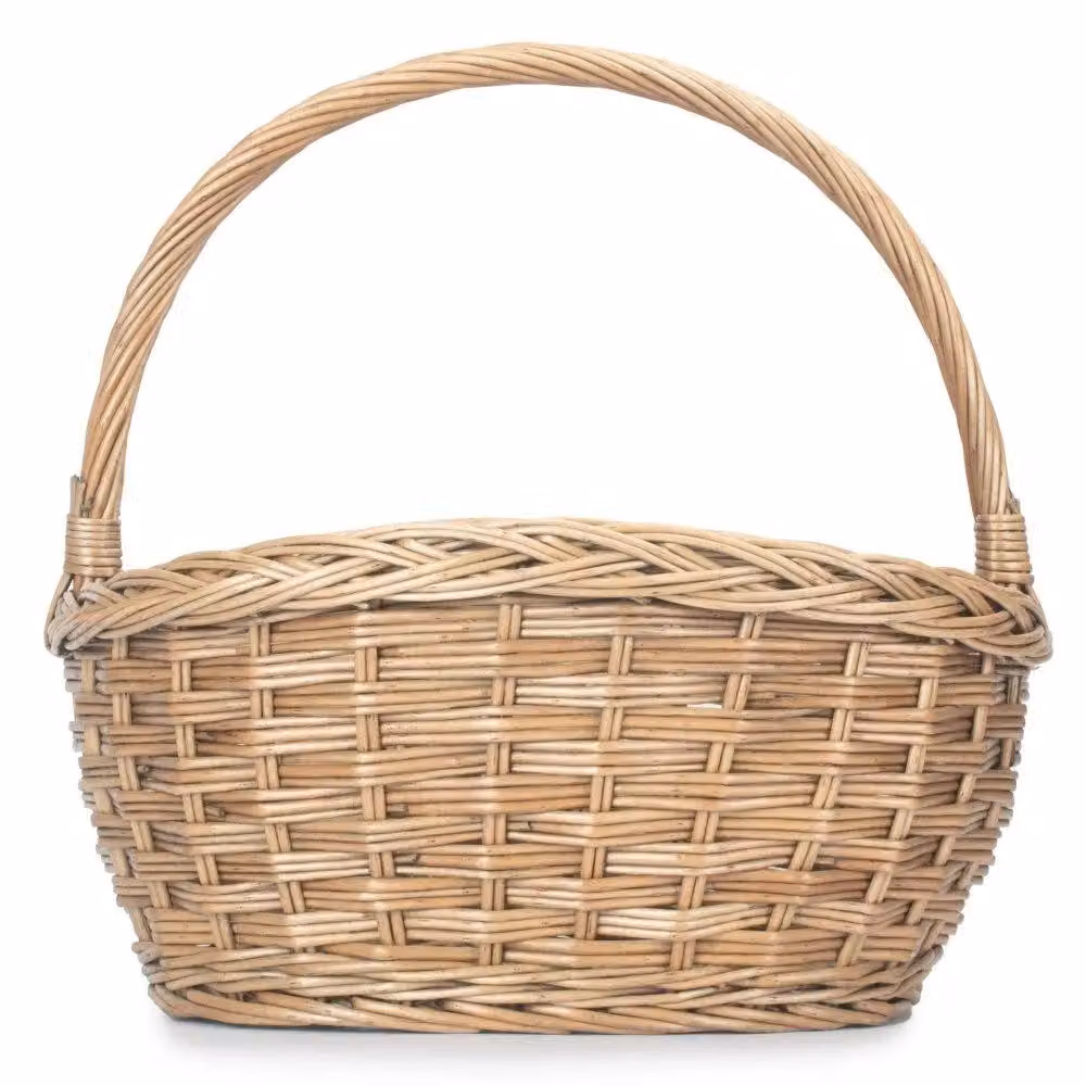 Red Hamper Oval Wicker Braid Border Shopping Basket in Brown, W/D/H: 38.0 x 30.0 x 19.0 cm – 2
