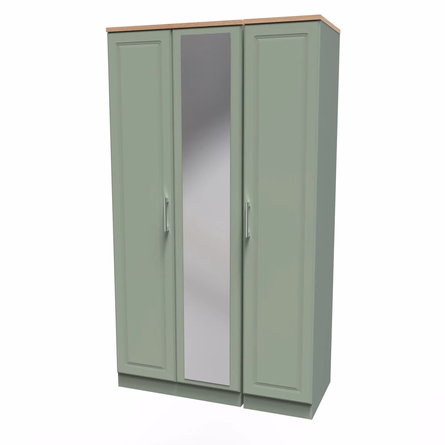 2 U Norfolk Ready Assembled Tall Triple Mirror Wardrobe in Pale Green – 2