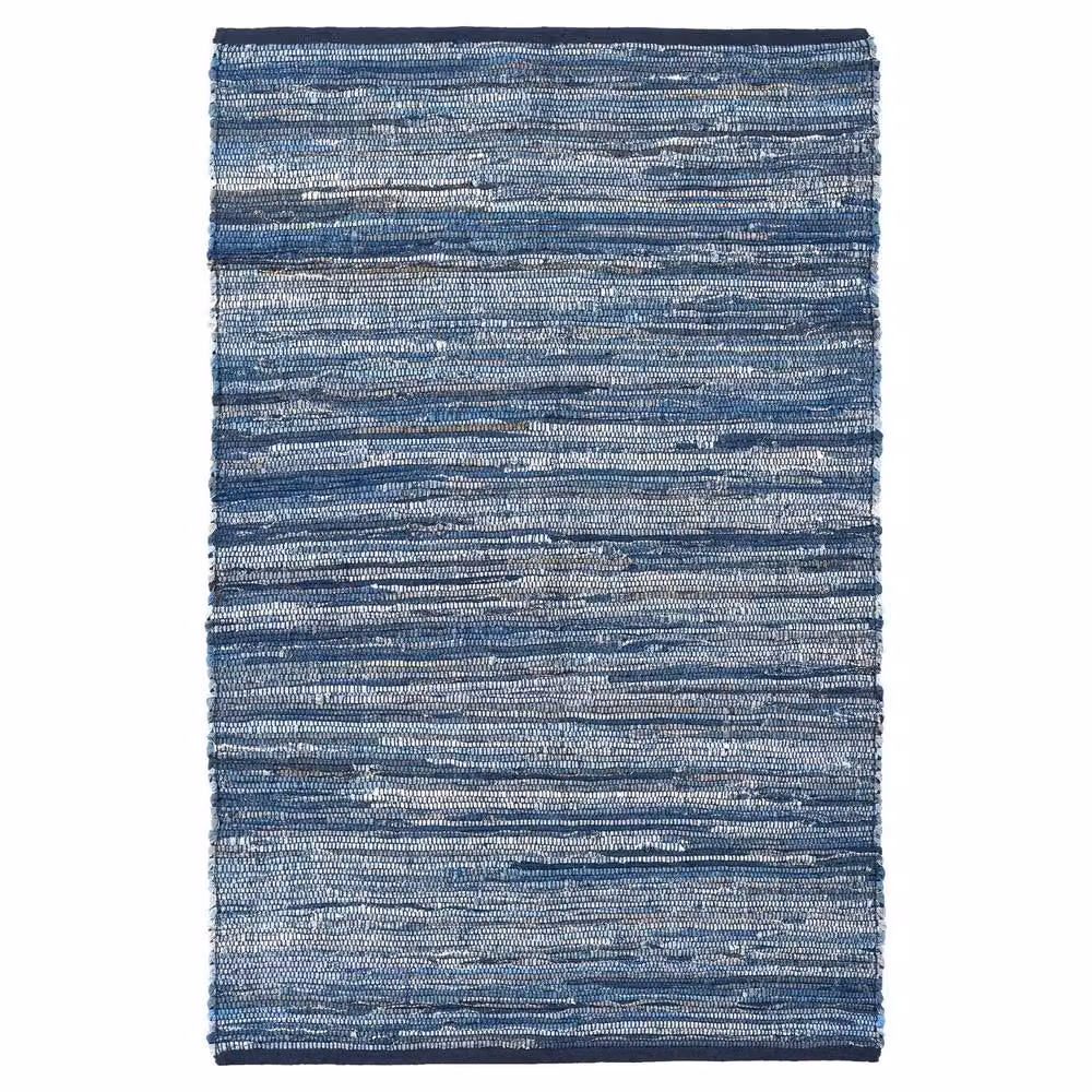 Bravich LTD Handwoven Cotton Chindi Rag Area Rug, Reversible Flat Weave in Blue, W: 150 cm, L: 240 cm – 7