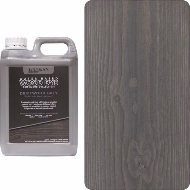 Littlefairs Indoor and Outdoor Wood Stain in Driftwood Grey, 2.5l